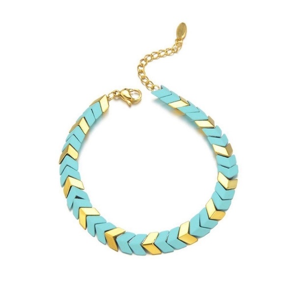 Chevron Chic 14K Gold Plated Bracelets White, Red, Teal, Black, Green NEW - Picture 3 of 4